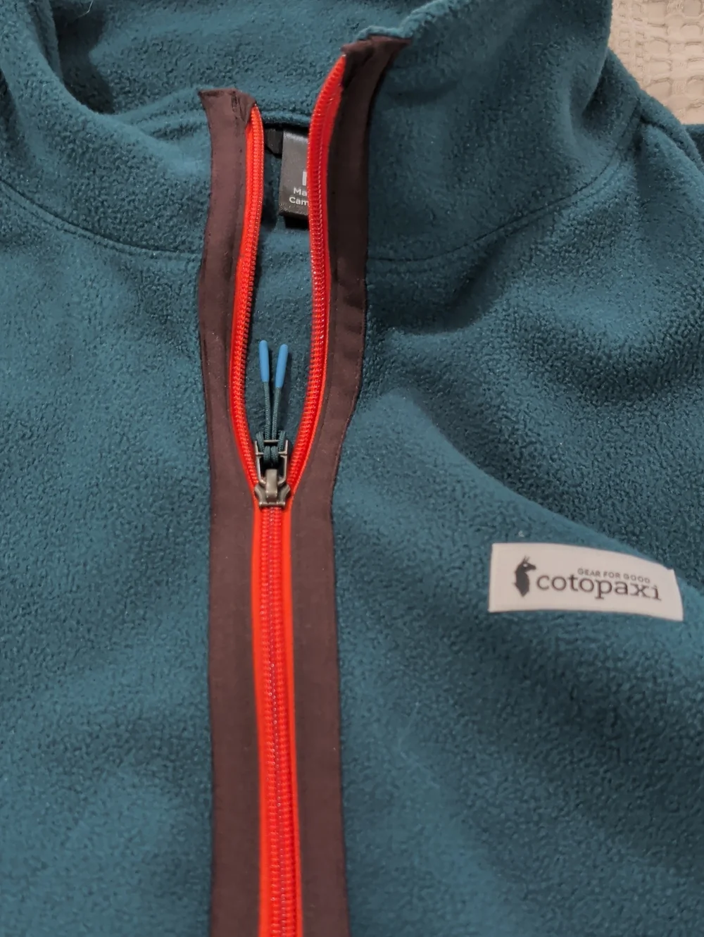 Cotopaxi Teal, Brown & Orange Zip Fleece Vest